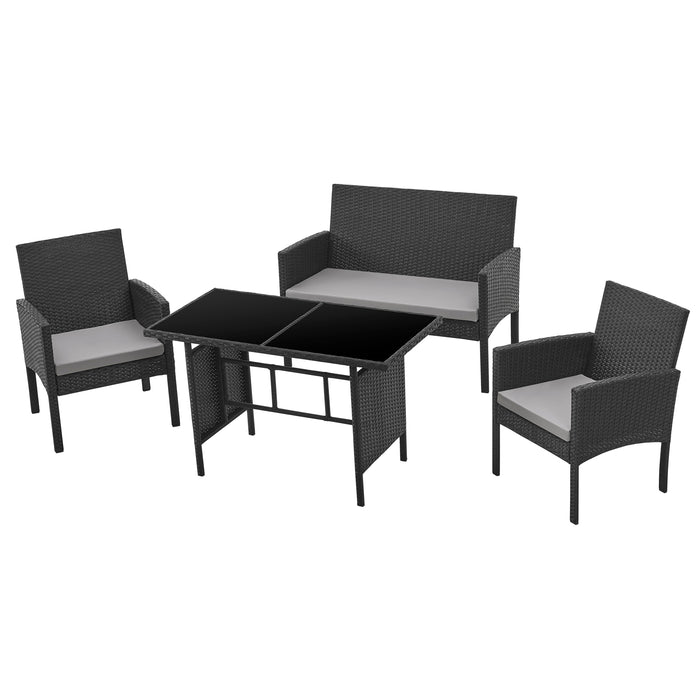 SVITA BROOKLYN XL Polyrattan Garten Essgruppe schwarz