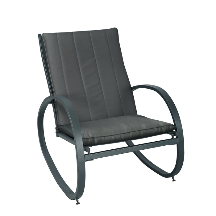 B-Ware EIBY DELUXE Outdoor Schaukelstuhl mit Polsterauflage Dunkelgrau