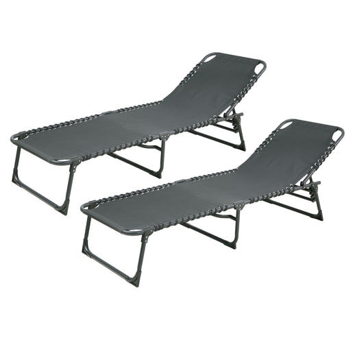2-er Set Sonnenliegen dunkelgrau mit verstellbarer Rückenlehne