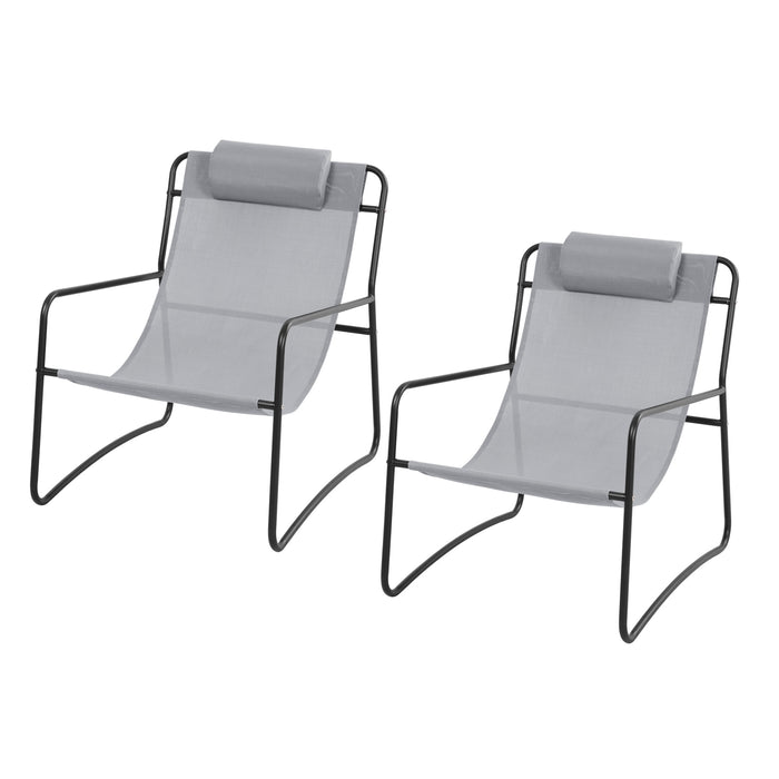 2-er Set Outdoor Relaxsessel hellgrau