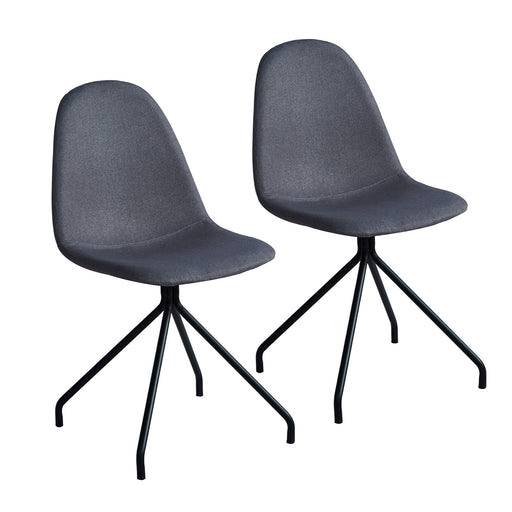 SVITA 2er Set Esszimmerstühle mit dunkelgrauer gepolsterter Sitzschale und dünnem schwarzen Metallgestell