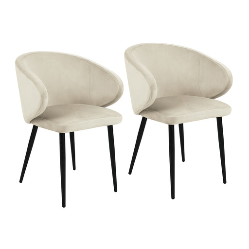 SVITA Audrey Zweier-Set cremefarbener Esszimmerstühle mit gepolstertem Sitz und Rückenlehne, schwarze schlanke Beine