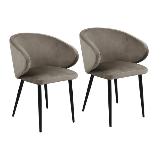 SVITA Audrey Zweier-Set taupefarbener Esszimmerstühle mit gepolstertem Sitz und Rückenlehne, schwarze schlanke Beine