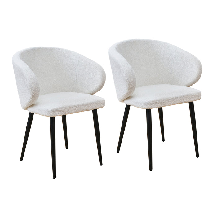 B-Ware AUDREY 2er Set Esszimmerstühle Weiß Bouclé