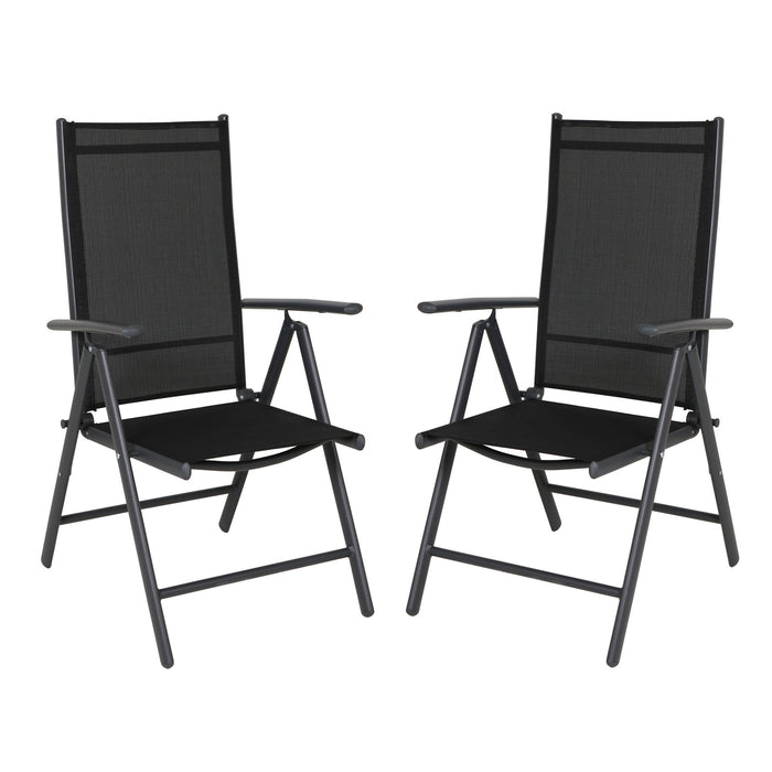 SVITA Hochlehner Gartenstuhl klappbar schwarz 2-er Set