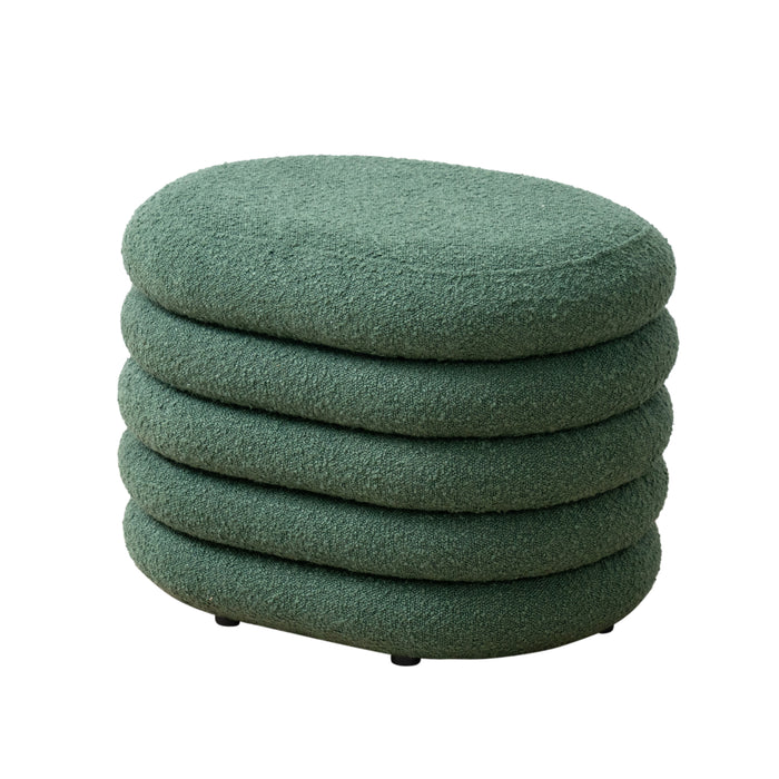 SVITA BLOSSOM S Hocker mit Stauraum und dunkelgrünem Bouclé-Bezug