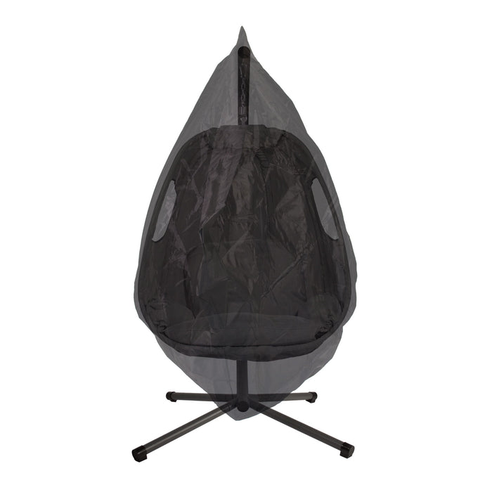 SVITA SNUGGY Hängesessel grau mit Metallgestell abgedeckt von passender Abdeckhaube