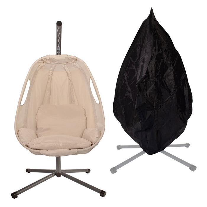 SVITA SNUGGY Hängesessel beige mit Metallgestell und Sitzpolstern im Set mit passender Abdeckhaube