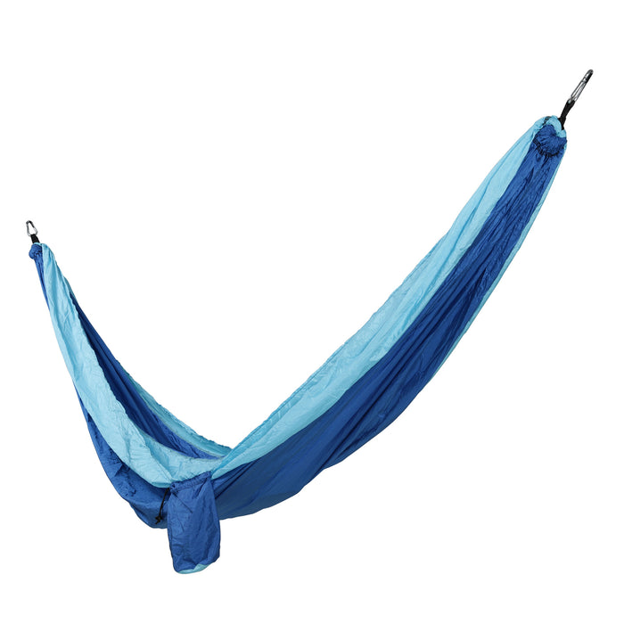 Blaue Outdoor Hängematte mit integrierter Seitentasche