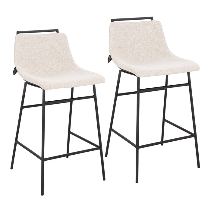 CAMILLE 2er Set Barhocker Boucle Weiß