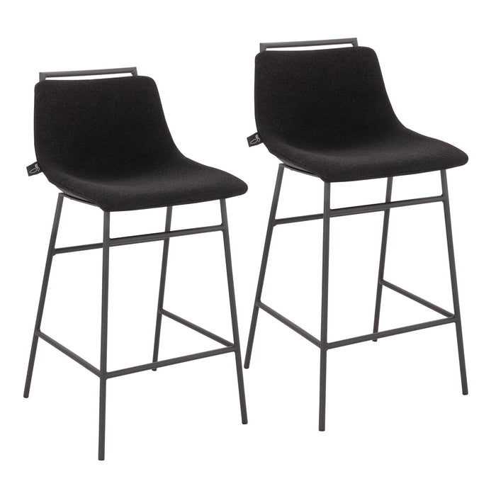 CAMILLE 2er Set Barhocker Boucle Schwarz