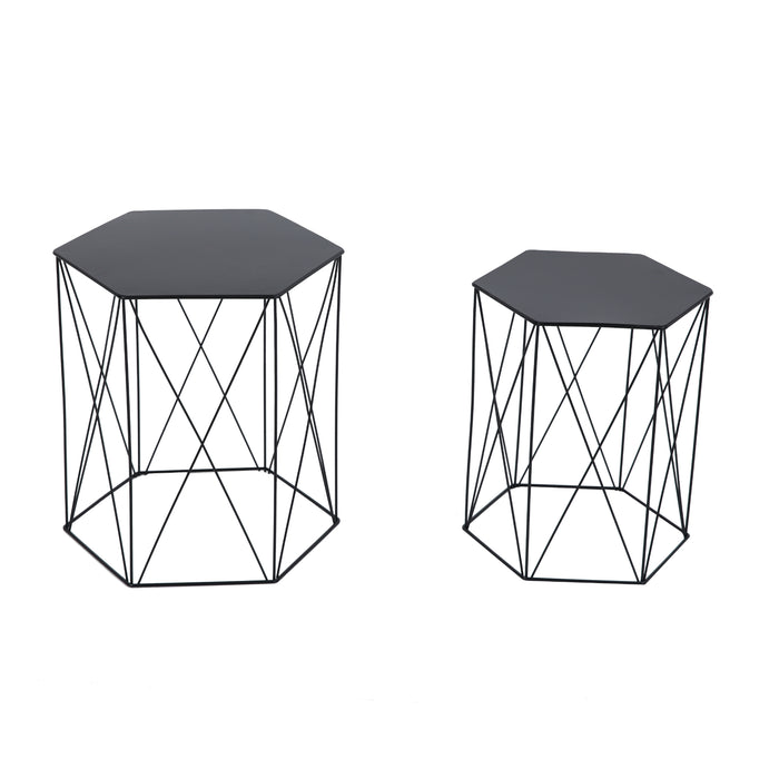 B-Ware HARPA 2er Set Beistelltisch Schwarz