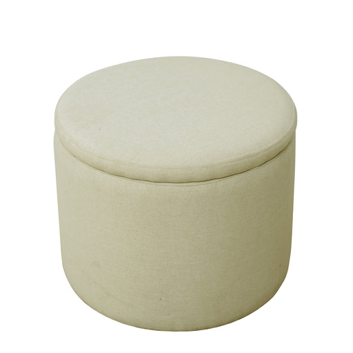 Runder beiger Sitzhocker mit Stoffbezug