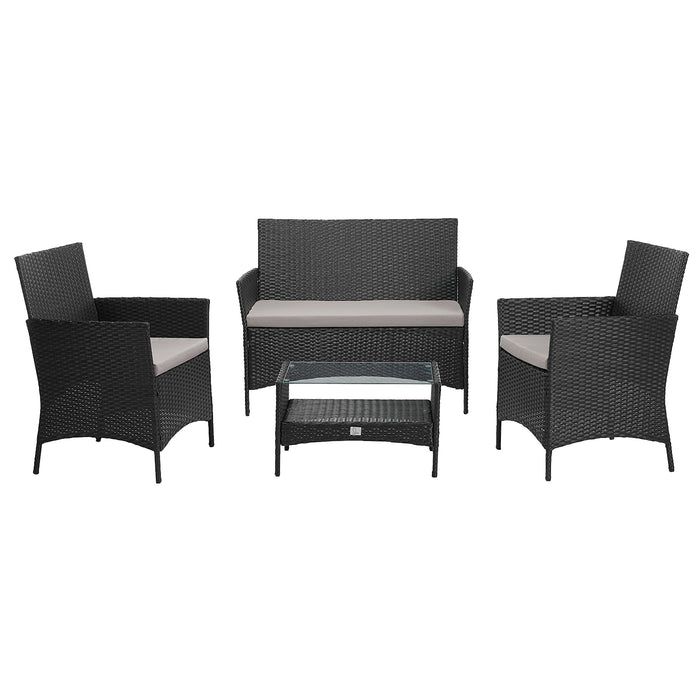 B-Ware BROOKLYN Rattan Sitzgruppe Schwarz