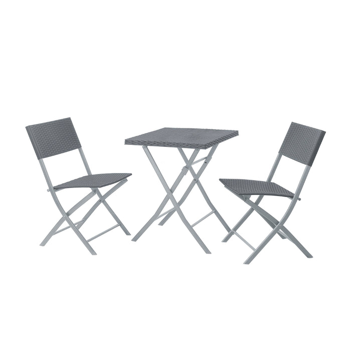 B-Ware Poly-Rattan Bistro-Set Grau