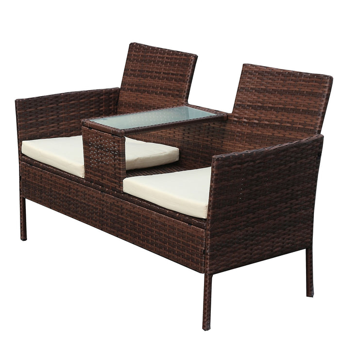 SVITA CHICAGO 2-Sitzer Gartenbank mit Tisch braun
