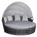 SVITA Savannah Sonneninsel mit grauem Polyrattan, rundem Design, verstellbarem Sonnendach und grauen Kissen