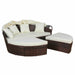 SVITA Savannah Sonneninsel aus braunem Polyrattan mit cremefarbenen Polstern und Kissen