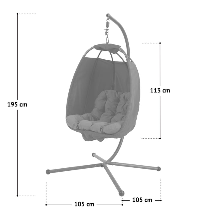 SVITA Nelly Hängesessel mit gepolstertem Sitz, Maße: Gesamthöhe: 195 cm, 105 cm breit und tief, Sessel Höhe: 113 cm