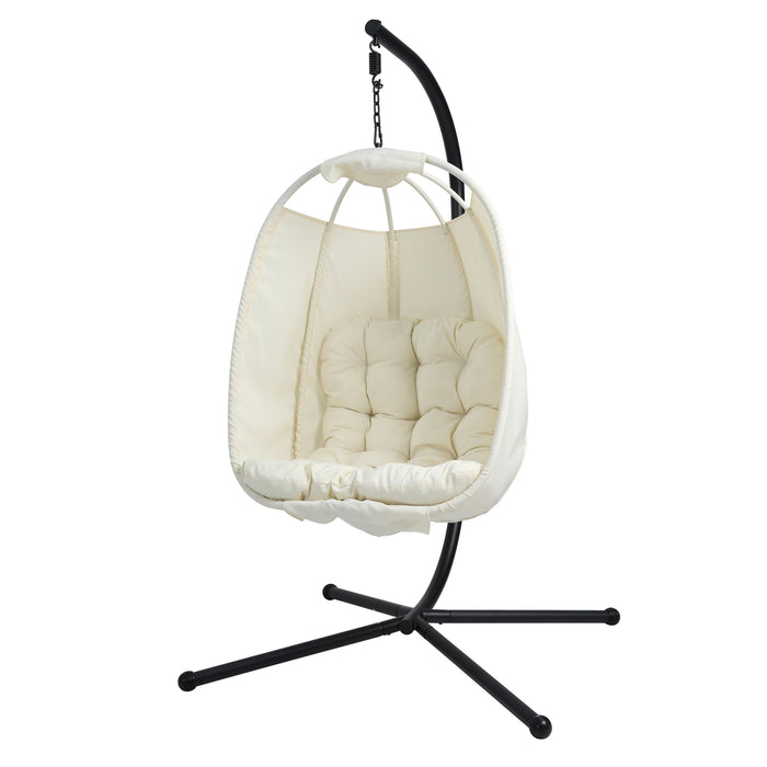 SVITA Nelly Hängesessel mit gepolstertem Sitz in Beige und stabilem Metallgestell