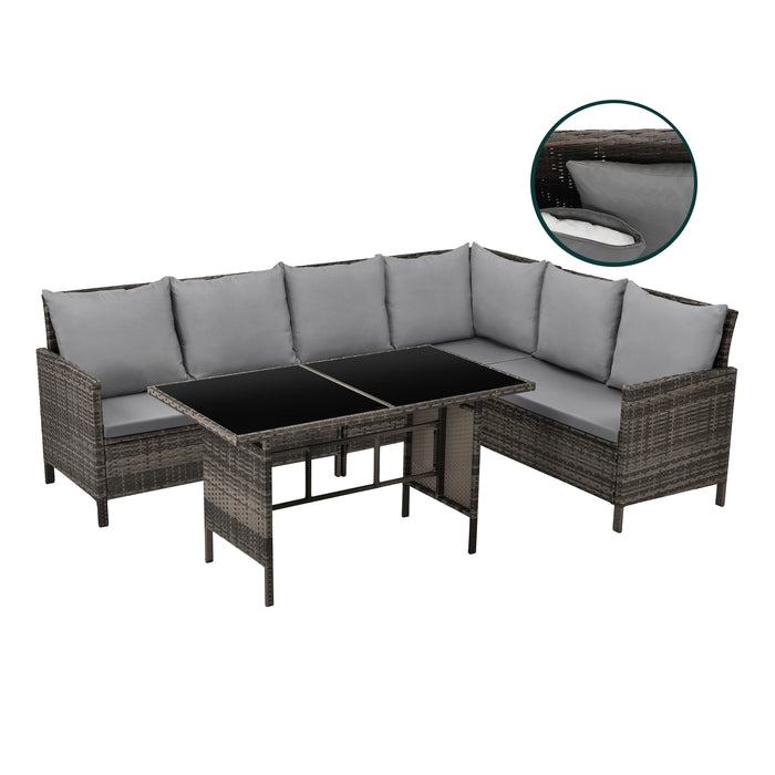 SVITA MADISON Set Rattan Essgruppe Gartenmöbel Polyrattan Braun