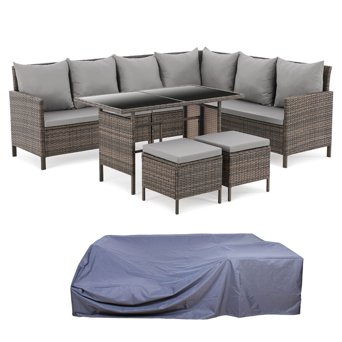 MADISON Set Rattan Essgruppe Gartenmöbel Polyrattan Braun
