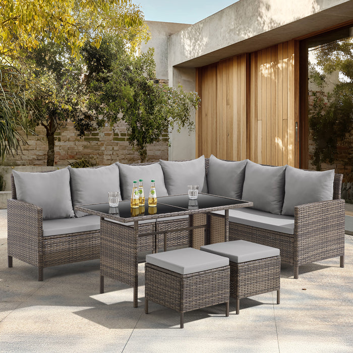 MADISON Set Rattan Essgruppe Gartenmöbel Polyrattan Braun