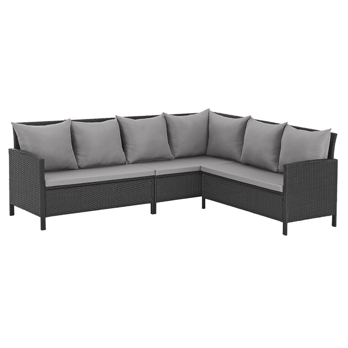 MADISON Essgruppe Set Abdeckhaube Rattan-Lounge Garnitur Schwarz