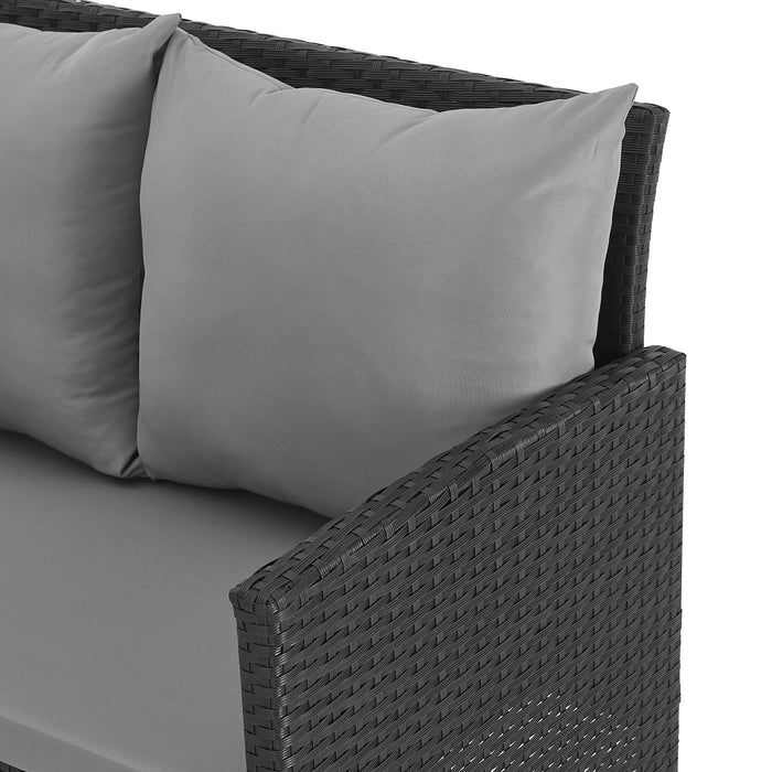MADISON Essgruppe Set Abdeckhaube Rattan-Lounge Garnitur Schwarz