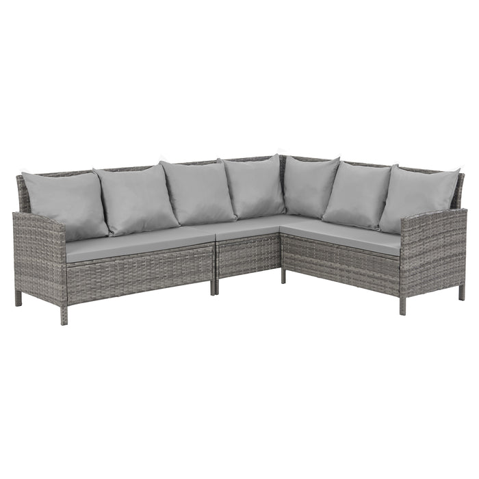 MADISON Set Poly-Rattan Garten-Lounge Rattan-Set Abdeckhaube Grau