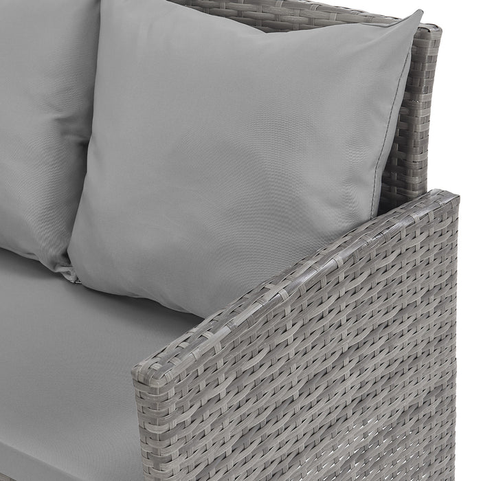 MADISON Set Poly-Rattan Garten-Lounge Rattan-Set Abdeckhaube Grau