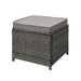 Viereckiger Hocker aus grauem Polyrattan mit grauem Sitzkissen