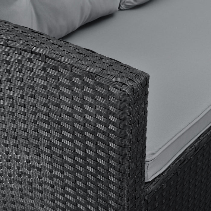 MONROE Garten-Lounge Set Outdoor Rattanlounge Essgruppe Polyrattan Lounge-Möbel Sitzgruppe Schwarz/Grau/Braun