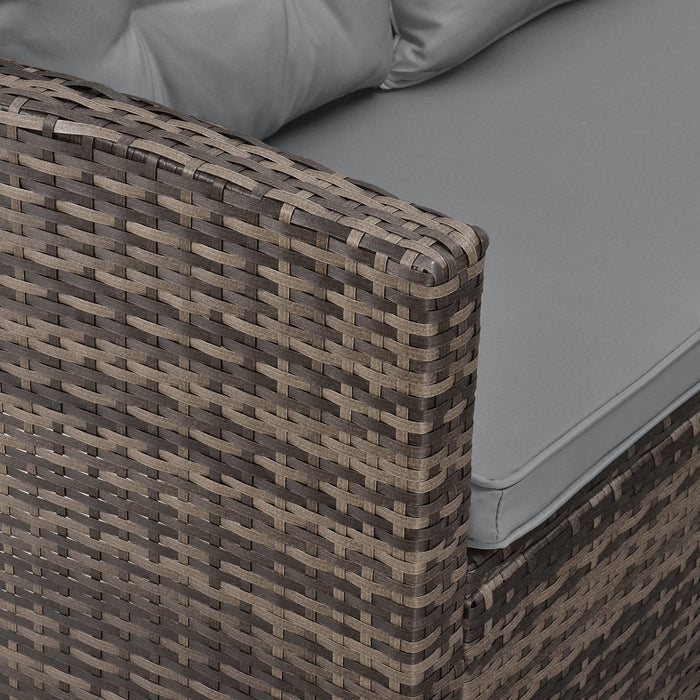 MONROE Garten-Lounge Set Outdoor Rattanlounge Essgruppe Polyrattan Lounge-Möbel Sitzgruppe Schwarz/Grau/Braun