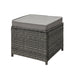 Viereckiger Hocker aus grauem Polyrattan mit grauem Sitzkissen