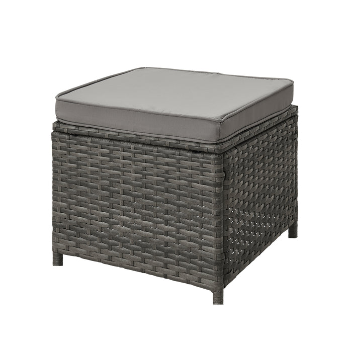 SVITA MONROE Garten-Lounge Set Abdeckhaube Outdoor Rattanlounge Essgruppe Polyrattan Lounge-Möbel Sitzgruppe Grau