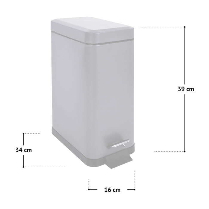 Illustration zu den Maßen des Svita Mülleimer STM10, Höhe 39 cm, Tiefe 34 cm, Breite 16 cm