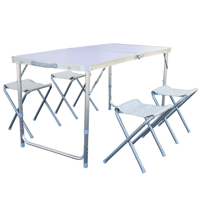 Camping Set Angelstuhl Picknick Hocker Bank Campingtisch Campingmöbel Alu
