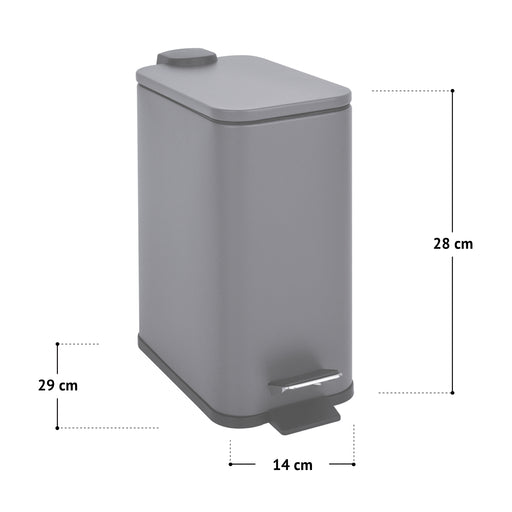 SVITA ST5 Mülleimer mit 5 Litern Fassungsvermögen, rechteckig, mit Pedal, Maße 29 cm Höhe, 14 cm Breite, 28 cm Tiefe