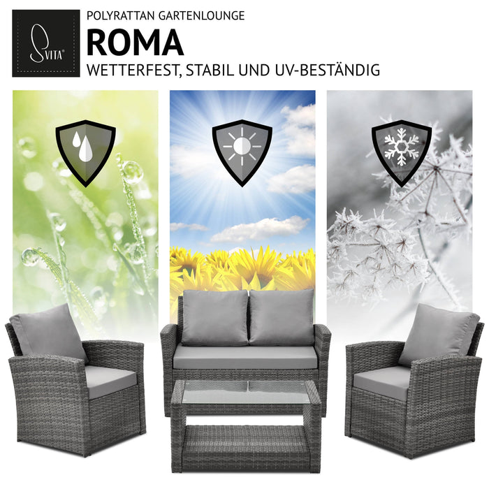 B-Ware ROMA Rattan Lounge Grau