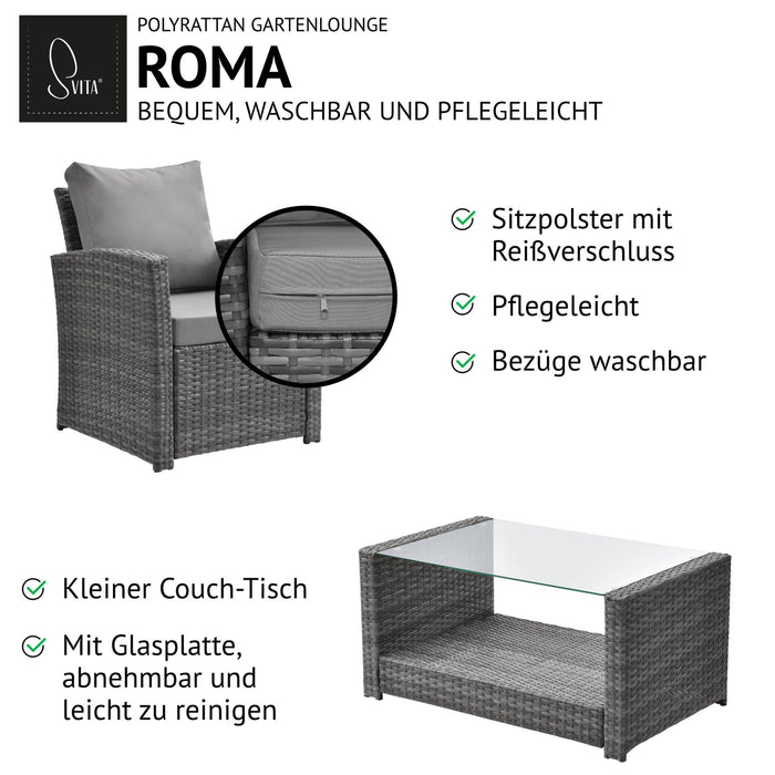 B-Ware ROMA Rattan Lounge Grau