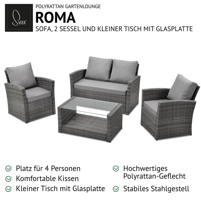 B-Ware ROMA Rattan Lounge Grau