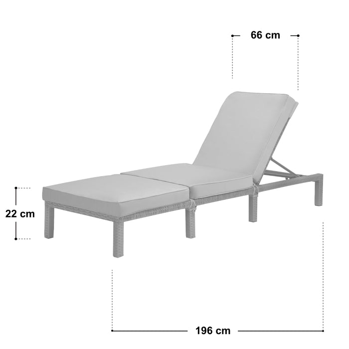 Maße pro Sonnenliege: 196x66 cm Sitzhöhe: 22 cm