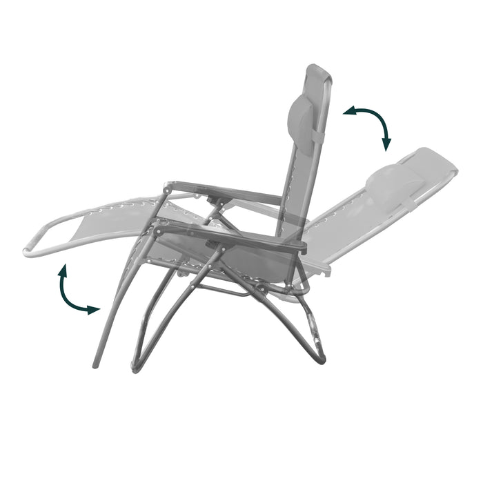 B-Ware Gartenstuhl 2er Set mit Kopfkissen Grau