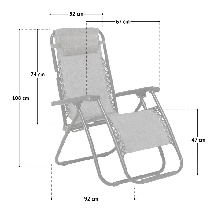 B-Ware Gartenstuhl 2er Set mit Kopfkissen Grau