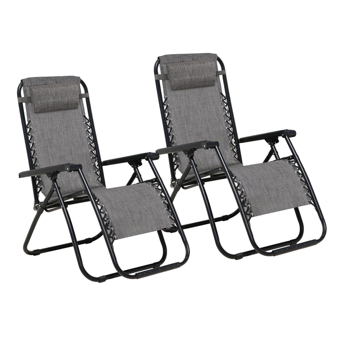 B-Ware Gartenstuhl 2er Set mit Kopfkissen Grau