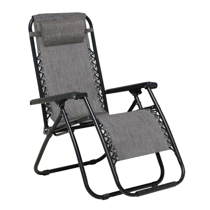 B-Ware Gartenstuhl 2er Set mit Kopfkissen Grau