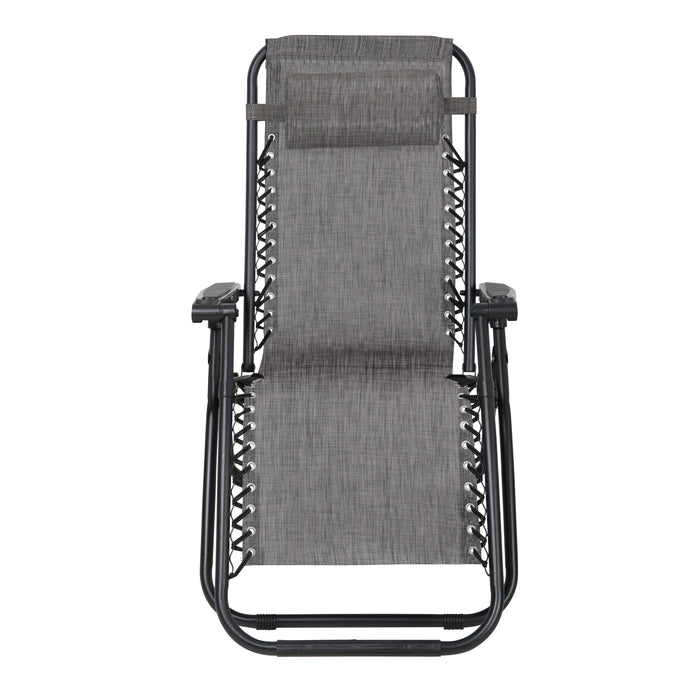 B-Ware Gartenstuhl 2er Set mit Kopfkissen Grau