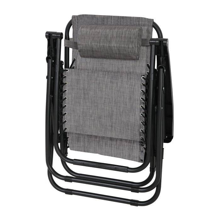 B-Ware Gartenstuhl 2er Set mit Kopfkissen Grau