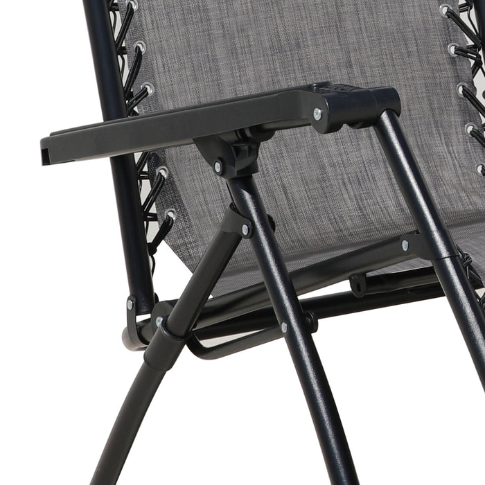 B-Ware Gartenstuhl 2er Set mit Kopfkissen Grau